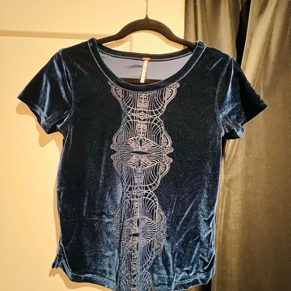 Free People Blue Velvet Short Sleeve Tee